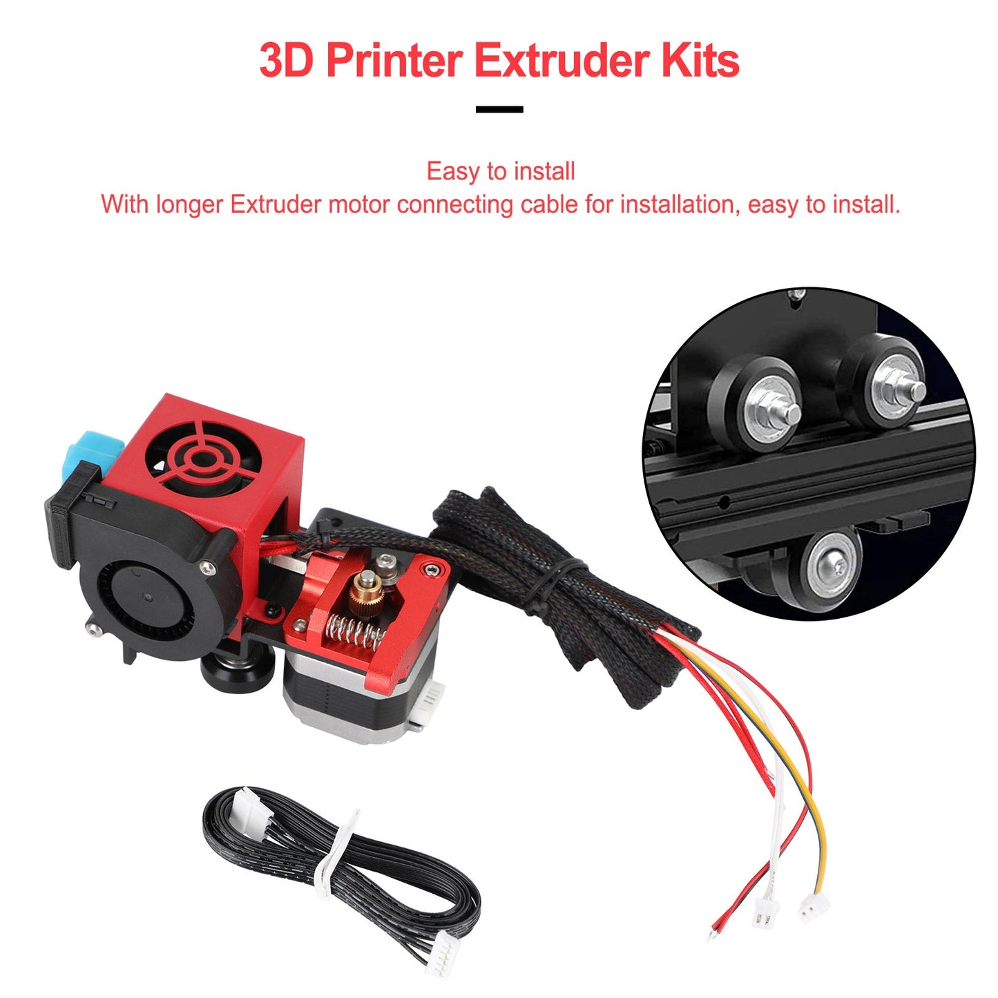 Imprimante 3D MK8 Direct Drive Poulie Turbo Ventilateur Extrudeuse pour CR-10 Ender3 12V/24V