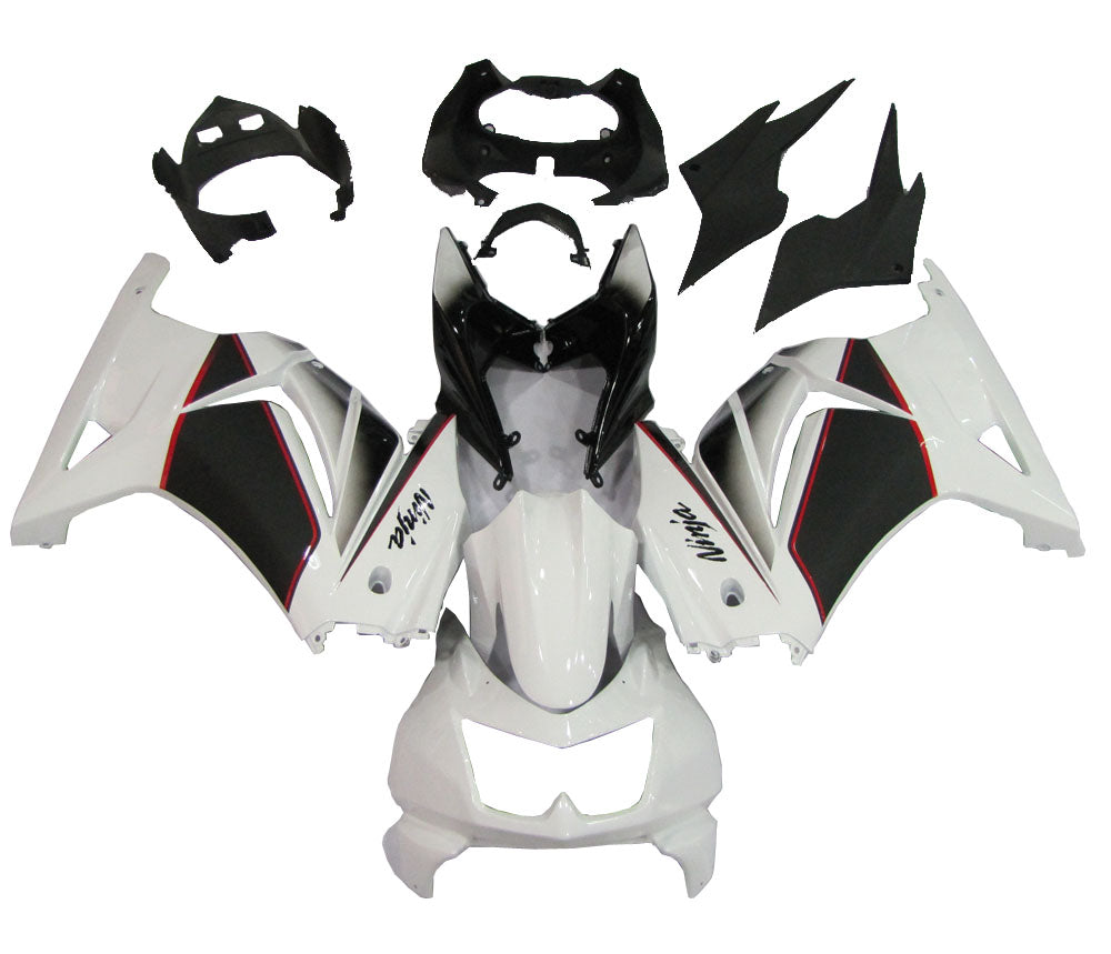 Amotopart 2008-2010 Kawasaki ZX250 Verkleidung White & Black Kit