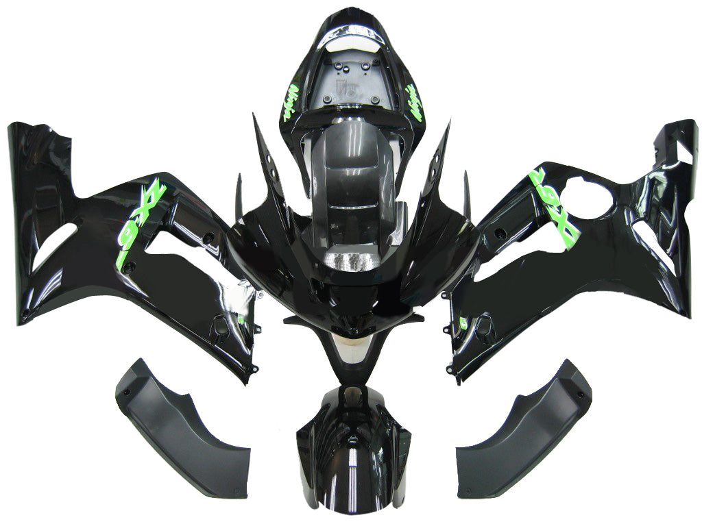 Amotopart 2003-2004 Kawasaki ZX6R Verkleidung Black Kit