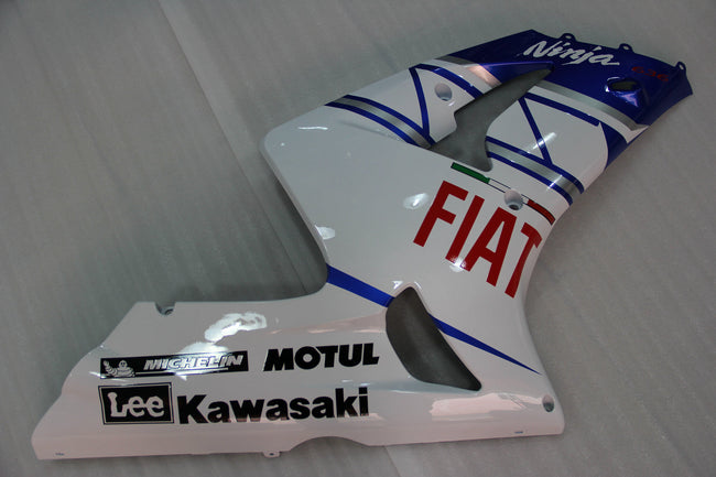 Amotopart 2003-2004 Kawasaki ZX6R Verkleidung White & Blue Kit