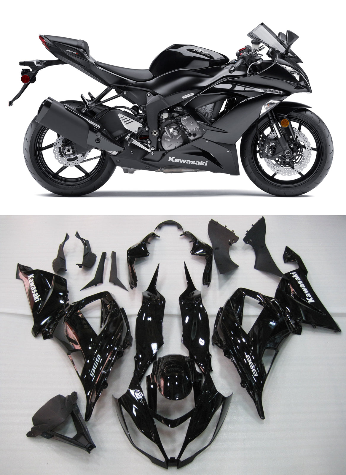 AMOTOPART FAKINGS KAWASAKI ZX6R 636 (2013-2018) Loquet de carrosserie ABS Plastique moulé par injection Ensemble 4 couleurs générique