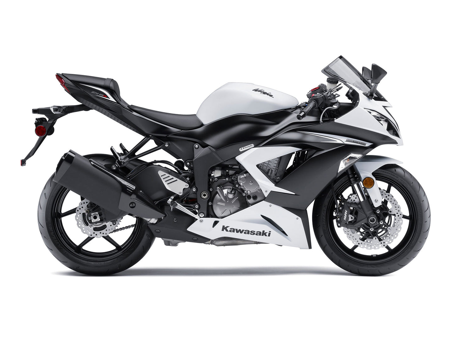 Kit de carénage Amotopart 2013-2018 Kawasaki ZX6R Blanc et Noir