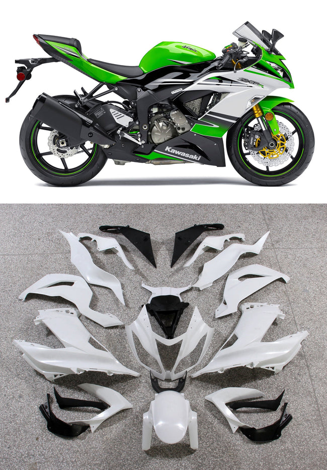 Conformités Amotopart 2013-2018 Plastique Kawasaki ZX6R 636 Vert Blanc Ninja Racing Generic