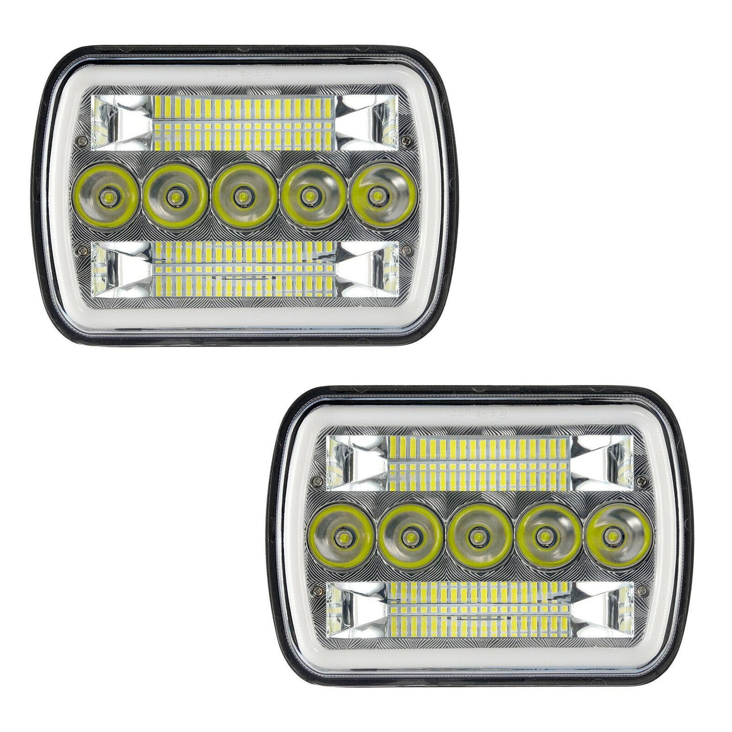 2 pièces 7 "x 6" phares LED CSP trois lignes réflecteurs 500W 50000LM pour camions génériques