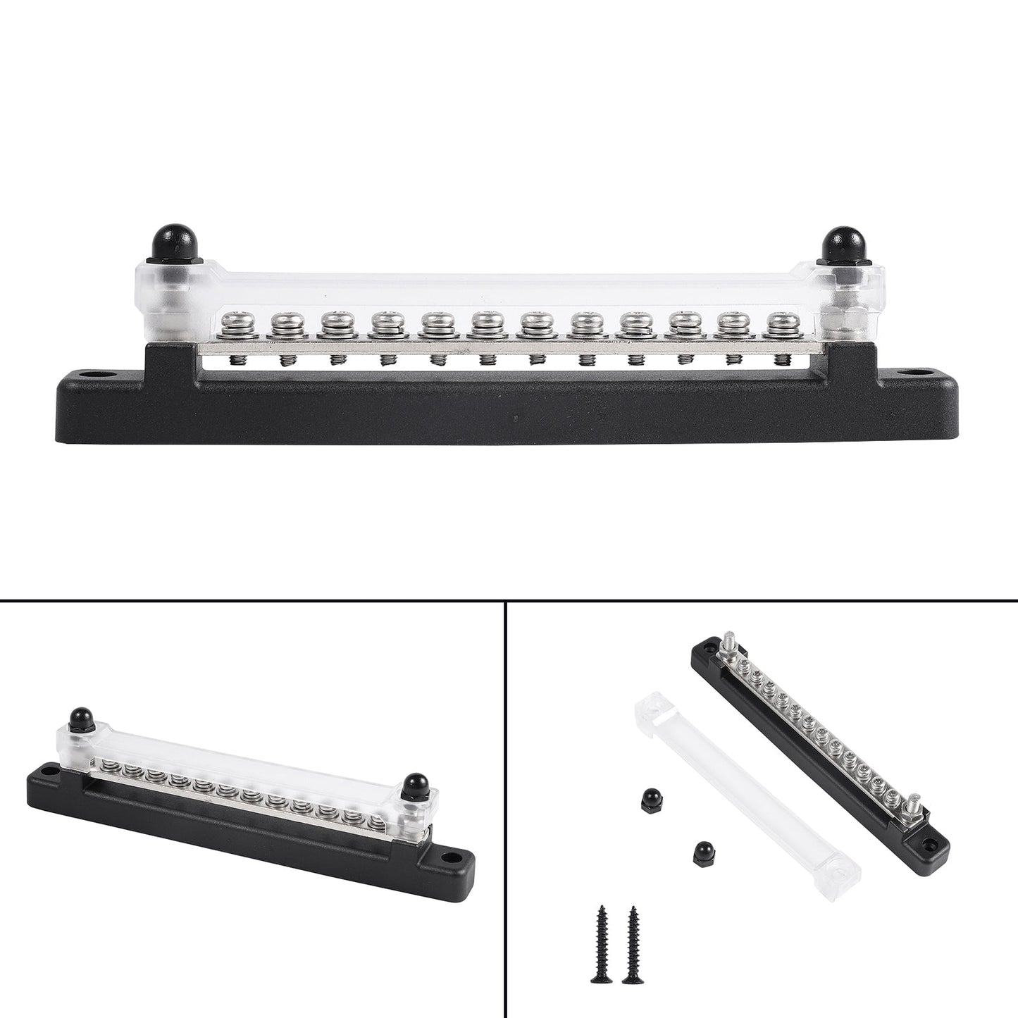 12 Terminal Bus Bar 150A Wire Block Ground Distribution Auto Truck RV Boat Kit Generic