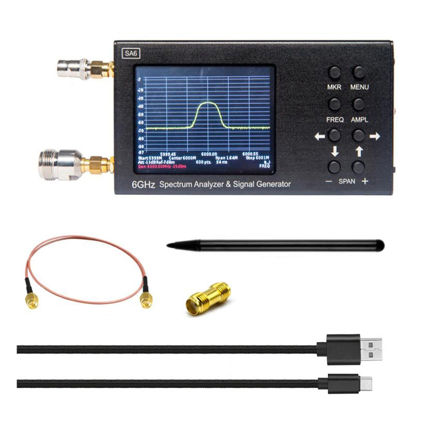 SA6 6GHz Handheld tragbarer 3,2" Spektrumanalysator Signalgenerator 35-6200MHz