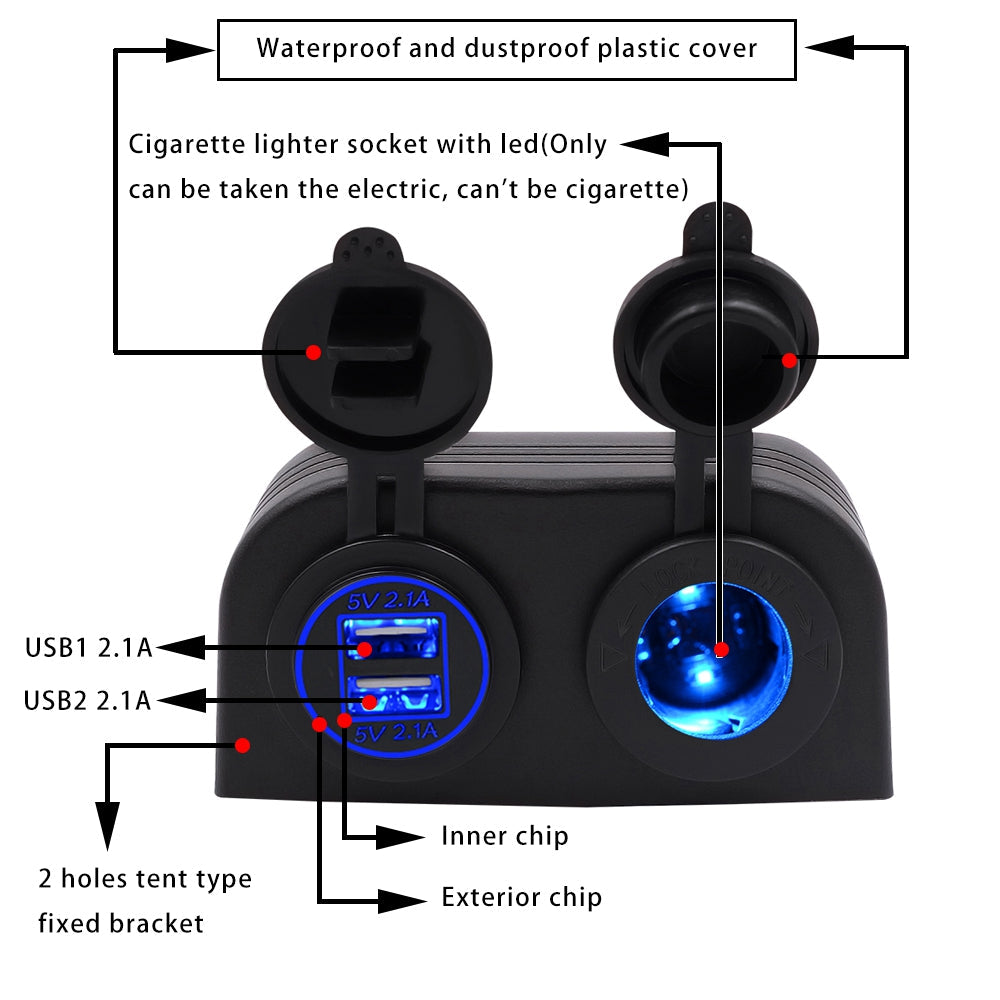 12 V Dual USB 4.2A Ladegeräte -Steckdosenauslassmontage für Auto Marine