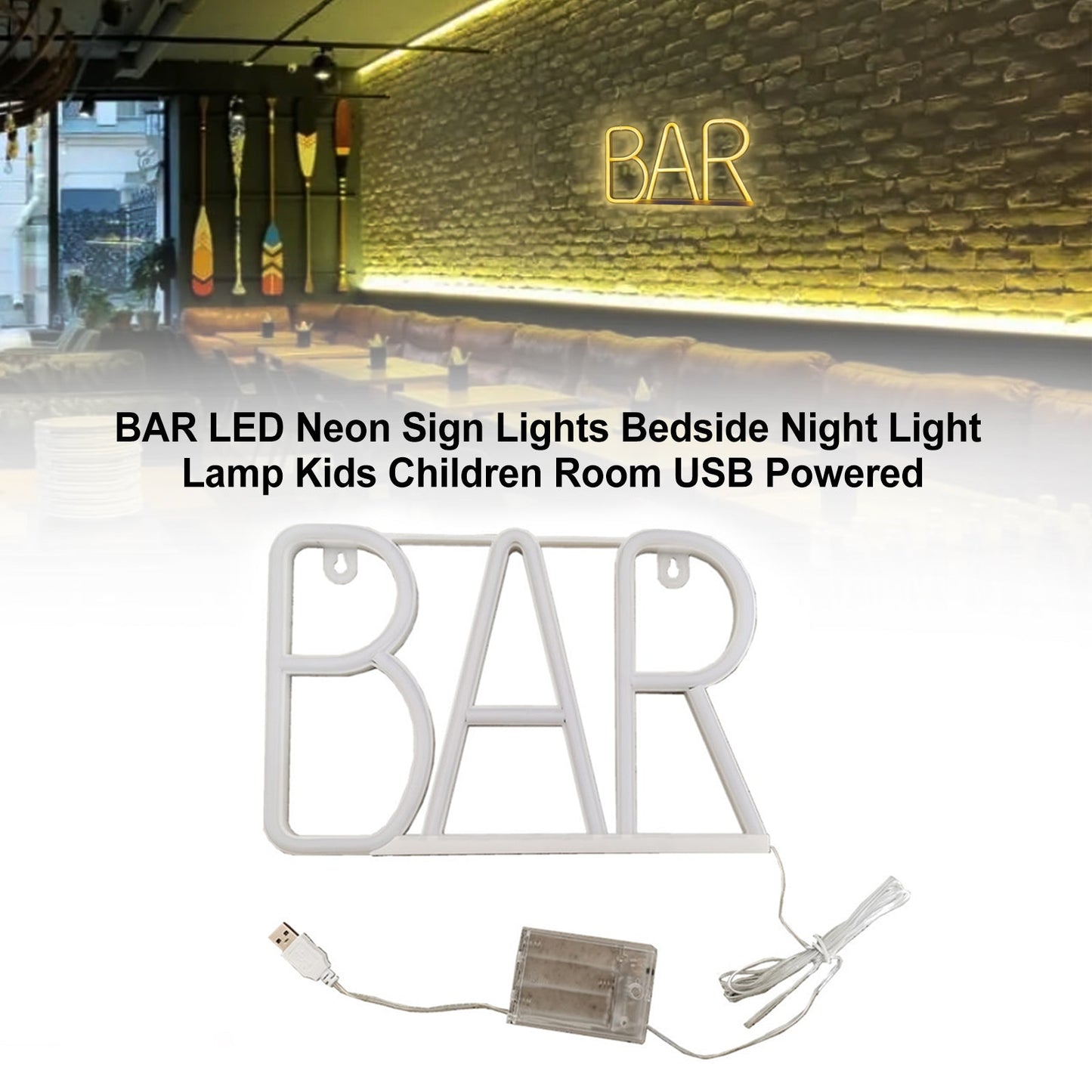 Bar LED enseigne au néon lumières nuit veilleuse lampe enfants chambre d'enfants alimenté par USB