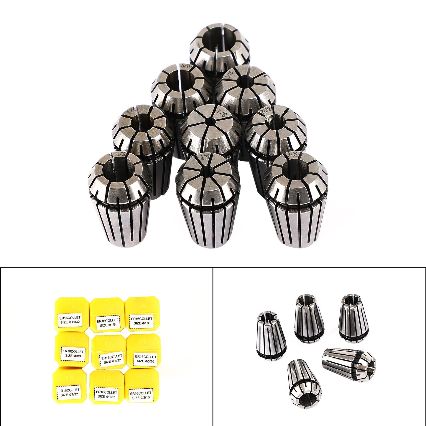 9pcs / 12pcs / 10pcs / ER16 Spring Collet Set für CNC-Fräsdrehmain