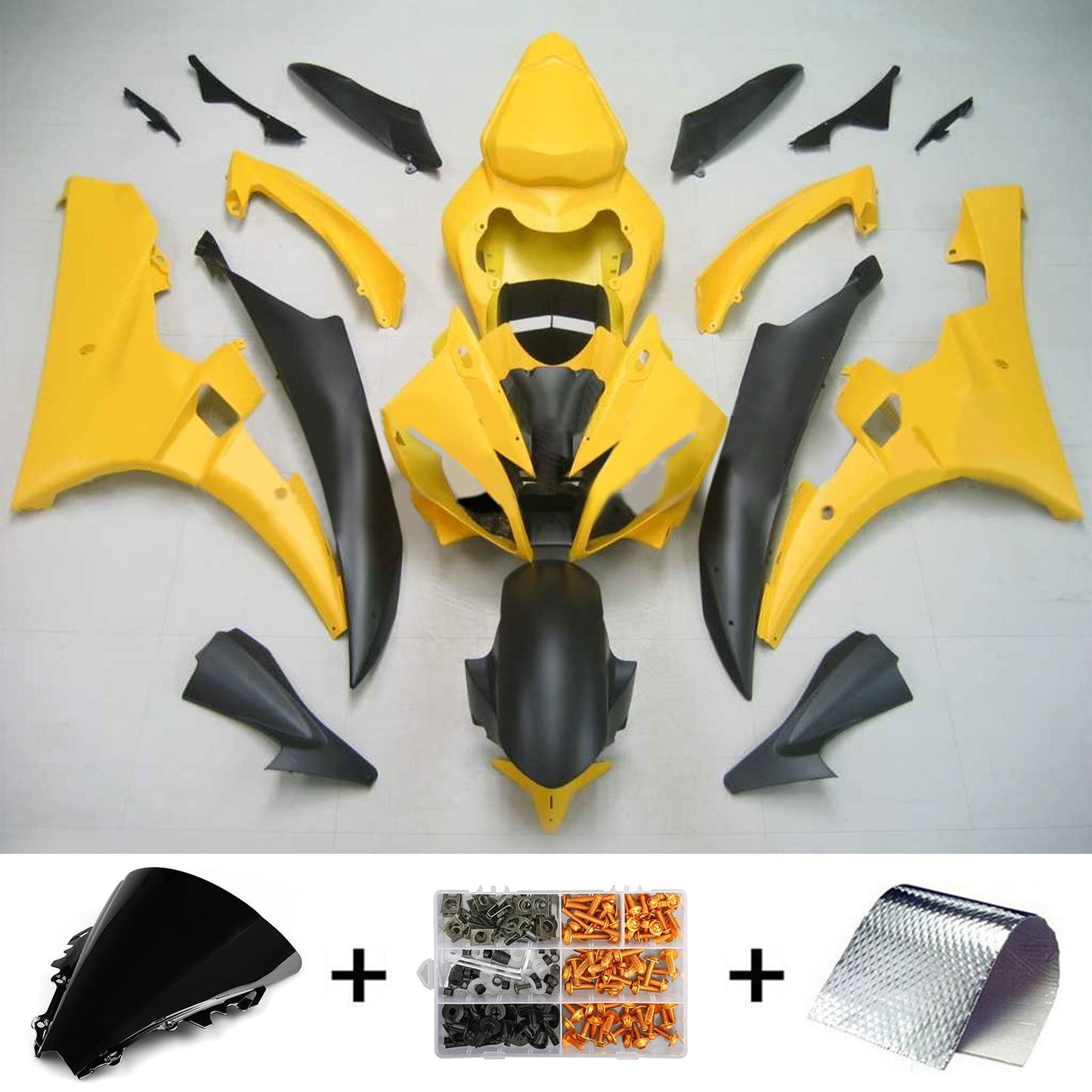 Amotopart Yamaha 2006-2007 YZF 600 R6 Schwarzes Gelbverkleidungskit