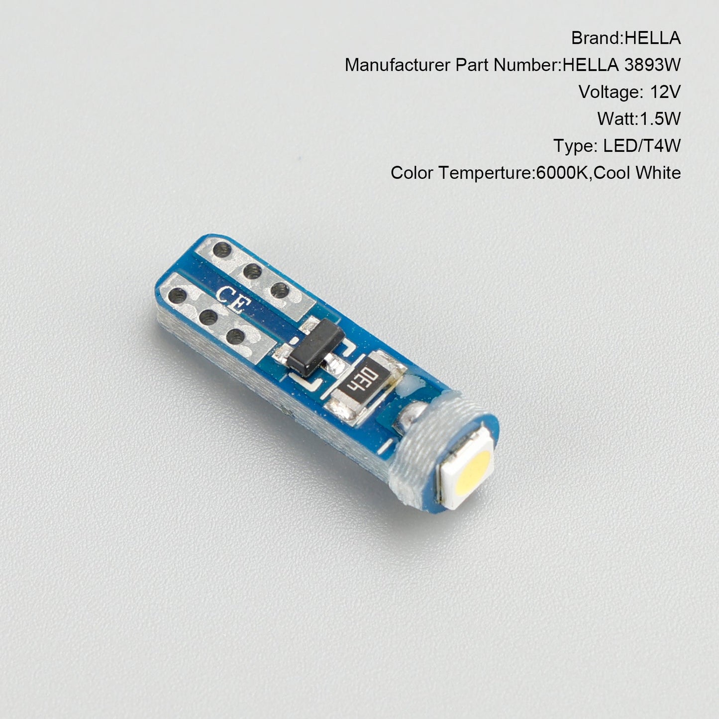 10X für HELLA LED Retrofit 2721W Wedge T5 12V 1W W2X4.6D 6000K
