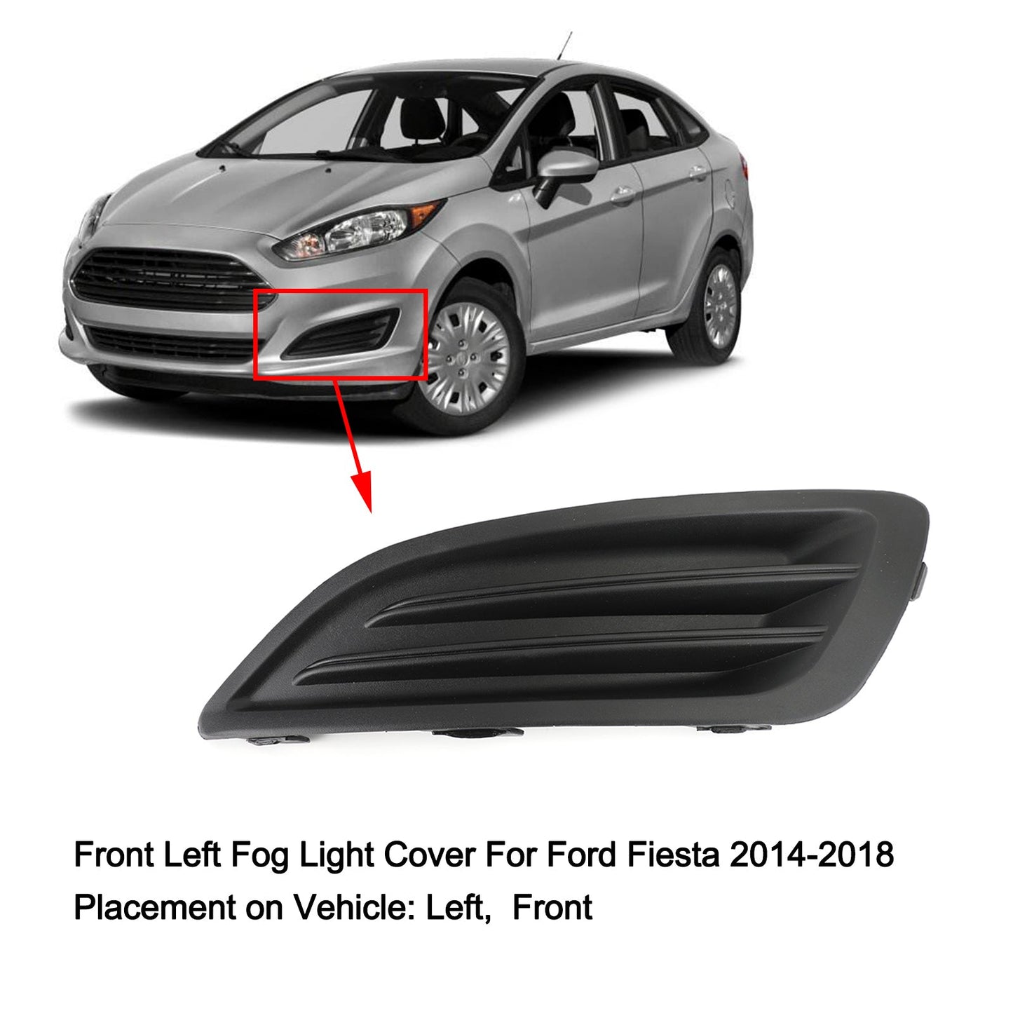 Nebelscheinwerfer-Abdeckungsleiste für vordere linke Stoßstange für Ford Fiesta 1.0 1.6 2014-2018 Generic