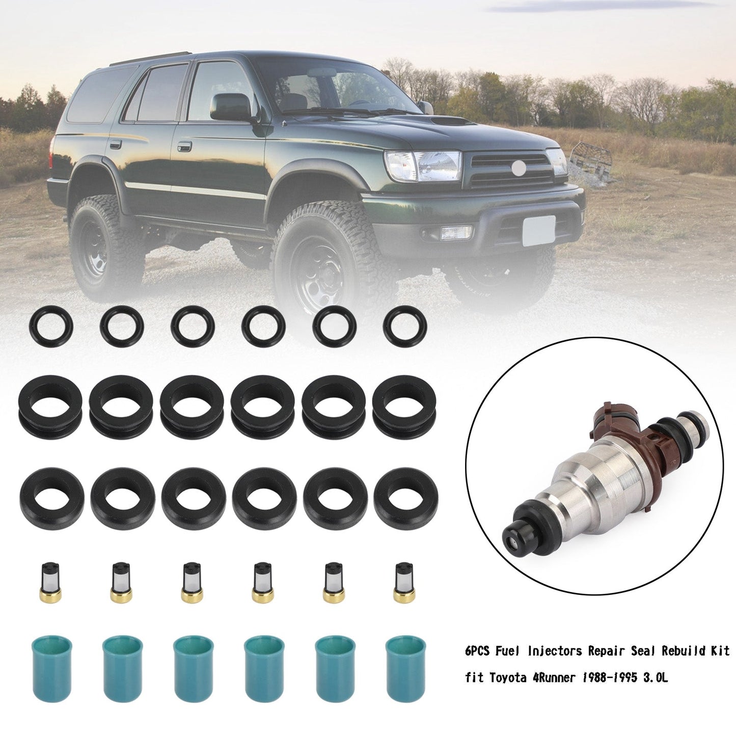 6pcs Kraftstoffeinspritzdüsen Reparaturversiegelung REBUILD KIT FIT TOYOTA 3VZE 1988-1995 3.0L Generikum