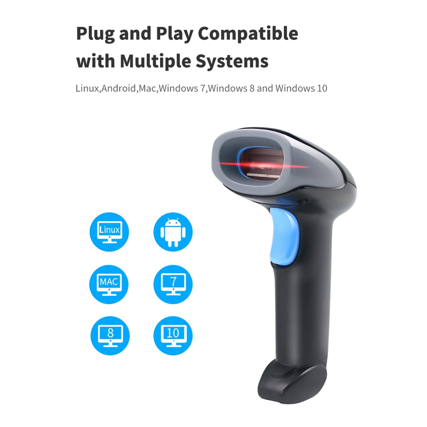 WM930 USB sans fil 2D + 1D Scanner laser lecteur de code-barres Pistolet portable avec support