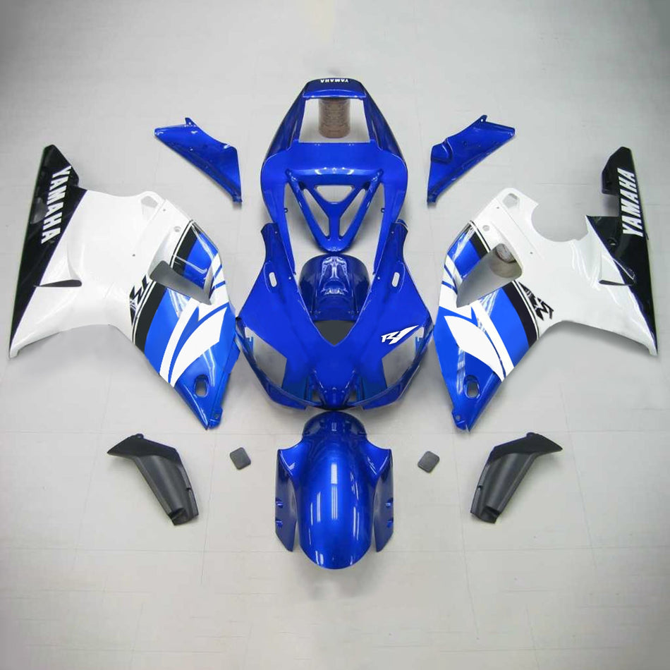 Amotopart Yamaha 1998-1999 YZF 1000 R1 Blanc avec kit de carénage bleu