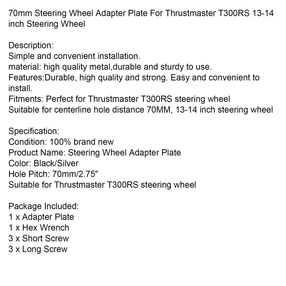 70 mm Lenkrad Adapterplatte für Thrustmaster T300RS Rennspiel Modifikation