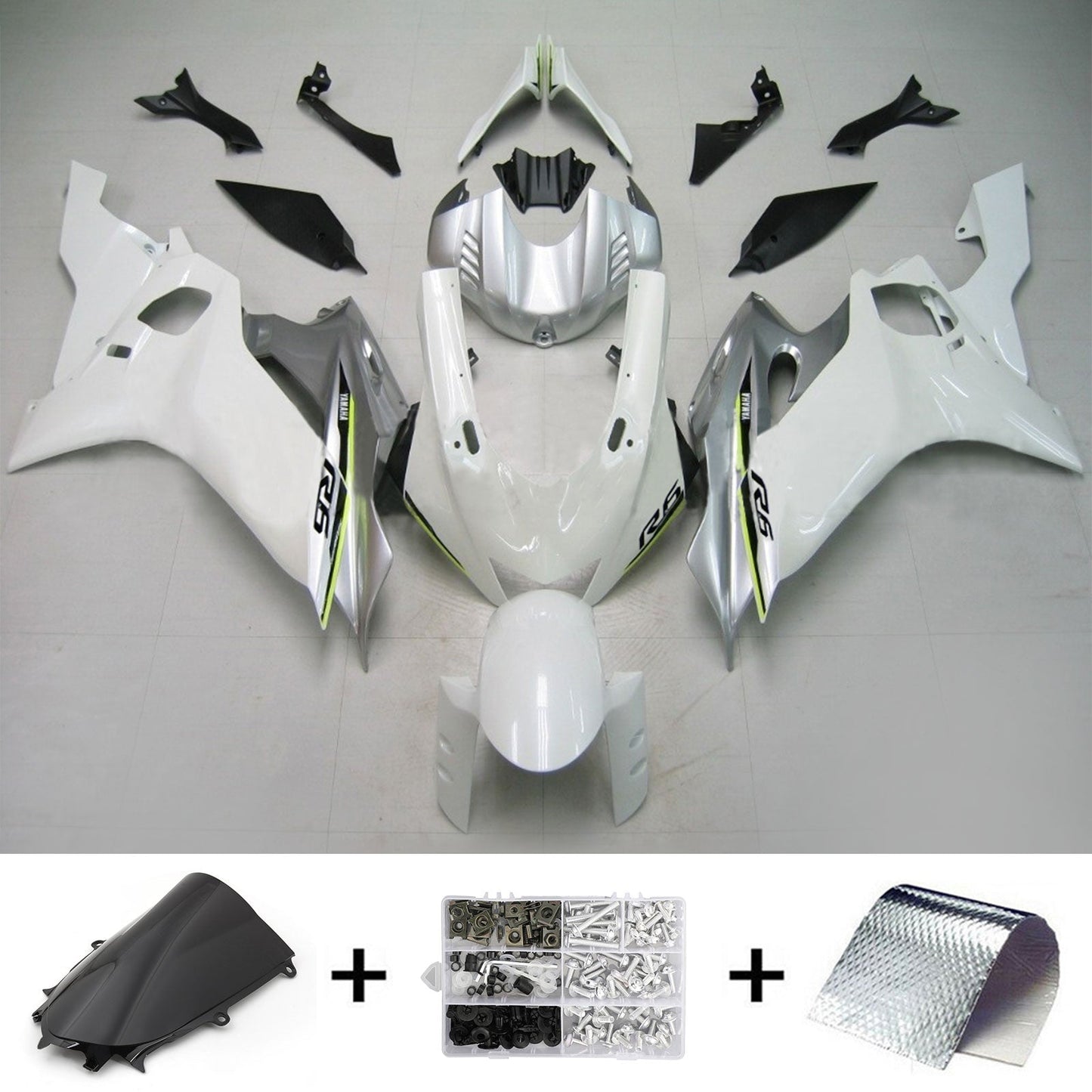 Amotopart Yamaha YZF-R6 2017-2023 White Fearing Kit