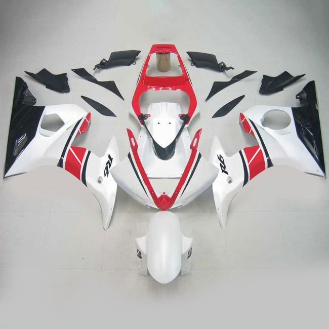 Amotopart Yamaha 2005 YZF 600 R6 White Red Fearing Kit