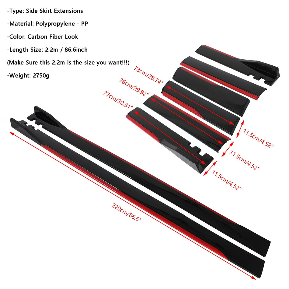 86,6 "Universal Side Rock Extensions Rocker Panel Splitter Lip Polypropylen Generikum