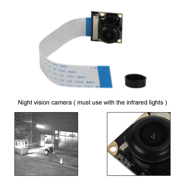 Caméra de vision nocturne infrarouge 5MP 130-220 degrés pour Raspberry PI 4b + 3b