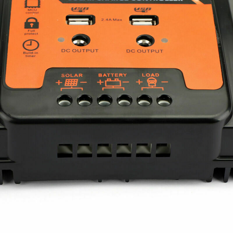 12/24V 30A Contrôleur de Charge Solaire Panneau Régulateur de Batterie Double USB