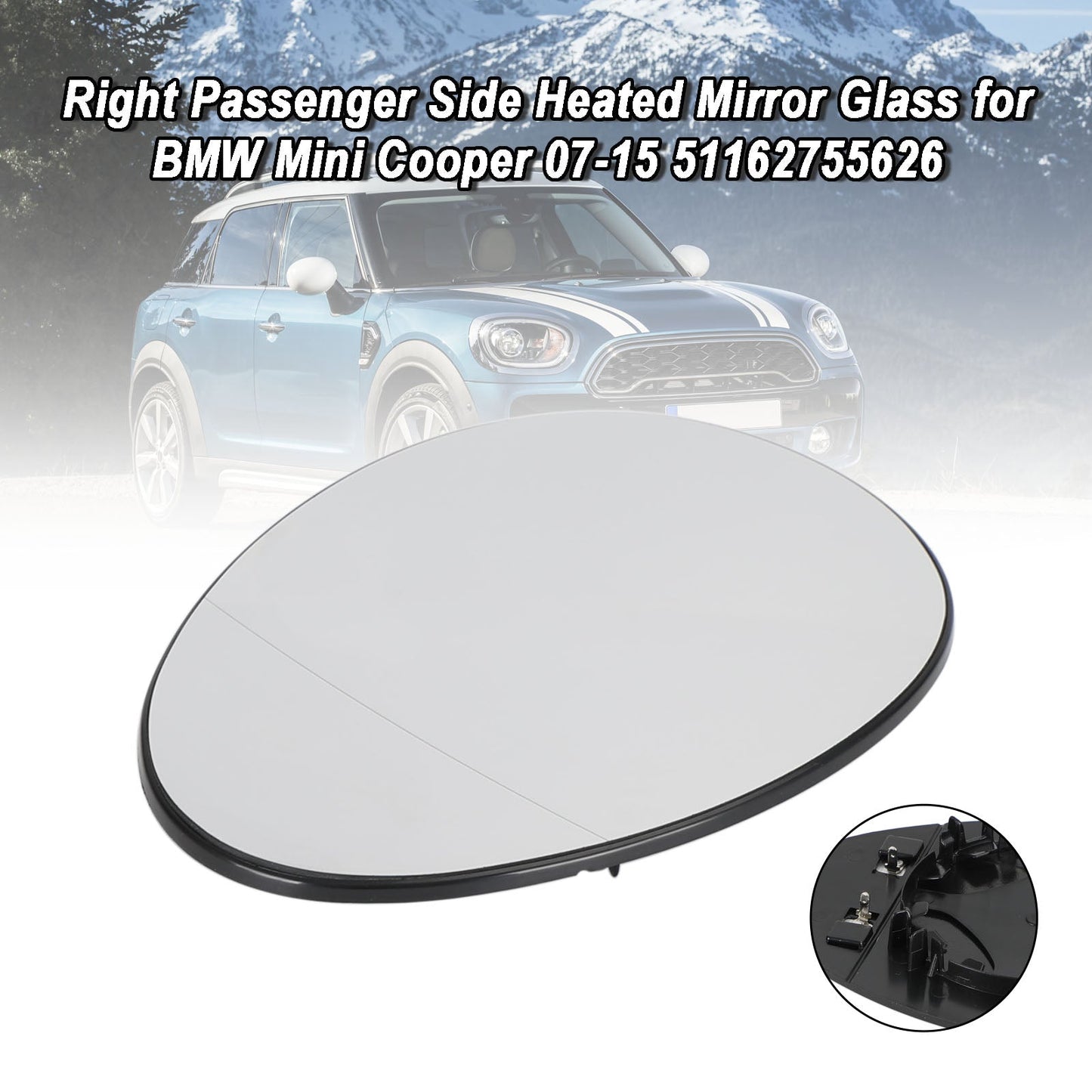 BMW Mini Cooper 2007–2015 51162755626 rechte Beifahrerseite beheizbares Spiegelglas