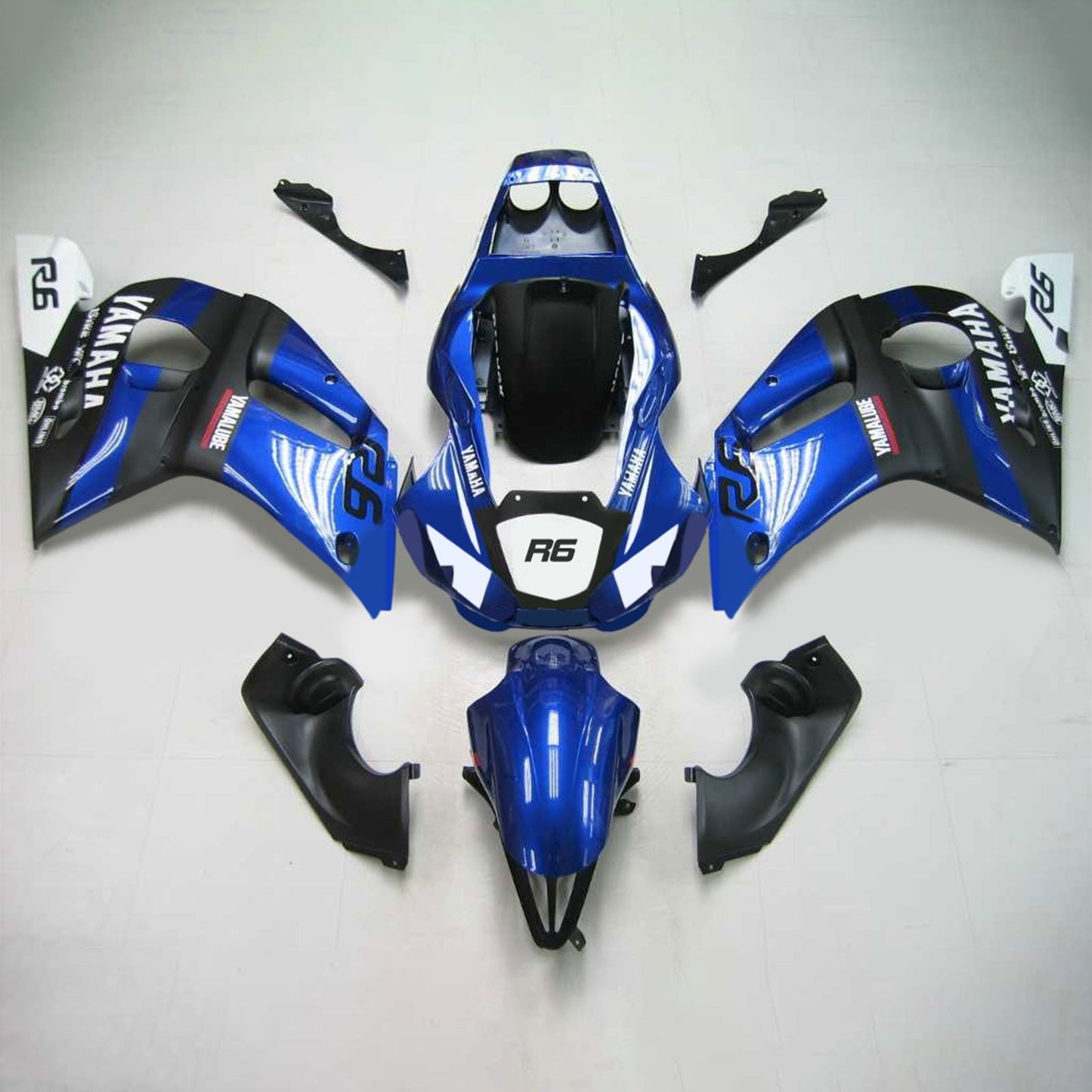 Amotopart Yamaha 1998-2002 YZF 600 R6 Schwarzer Mix Blue Fearing Kit