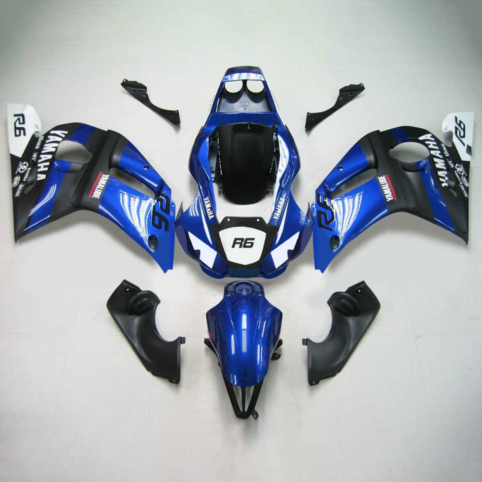 Amotopart Yamaha 1998-2002 YZF 600 R6 Black Mix Blue Fearing Kit
