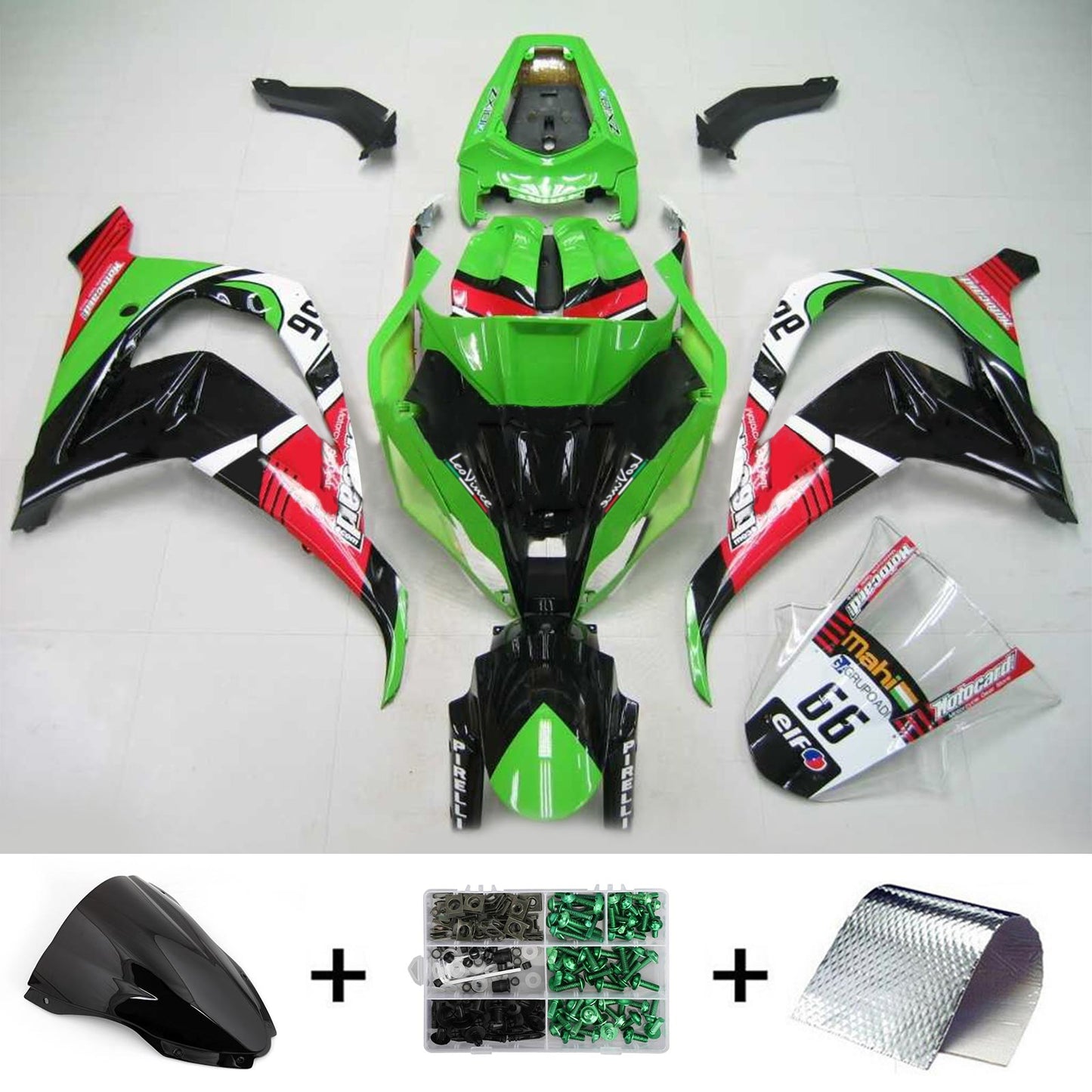 Amotopart Kawasaki 2016-2019 ZX10R Kit de Déclencheur Mix Vert Noir Rouge