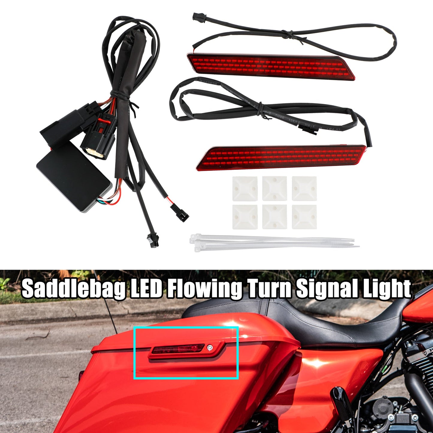 Touring Glide Road Glide 2014-2022 Saddlebag LED Fließendes Blinklicht