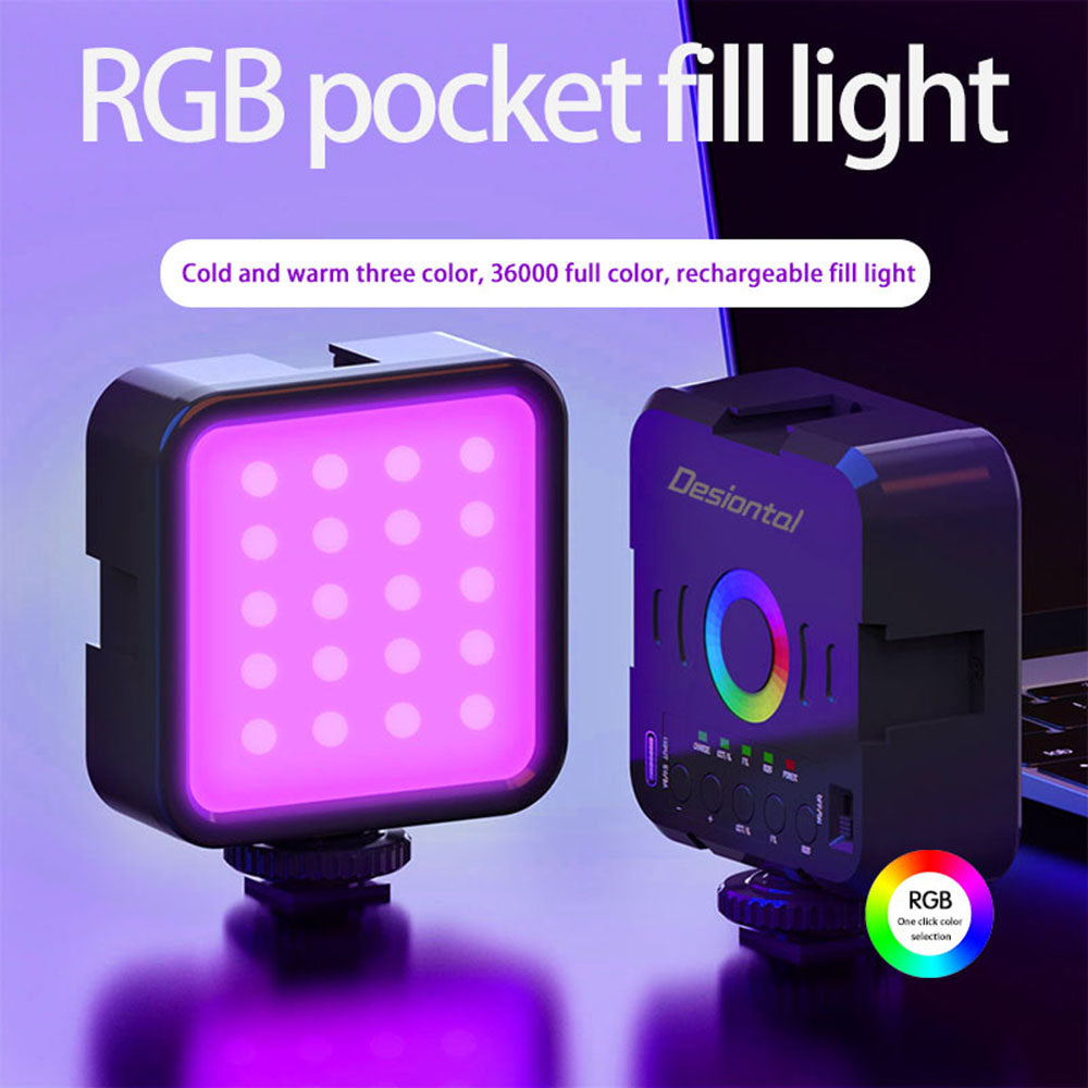 Taschen-RGB-Vollfarb-LED-Videoleuchte mit 3000–9000 K, Fotografie-Fülllampe, VLog