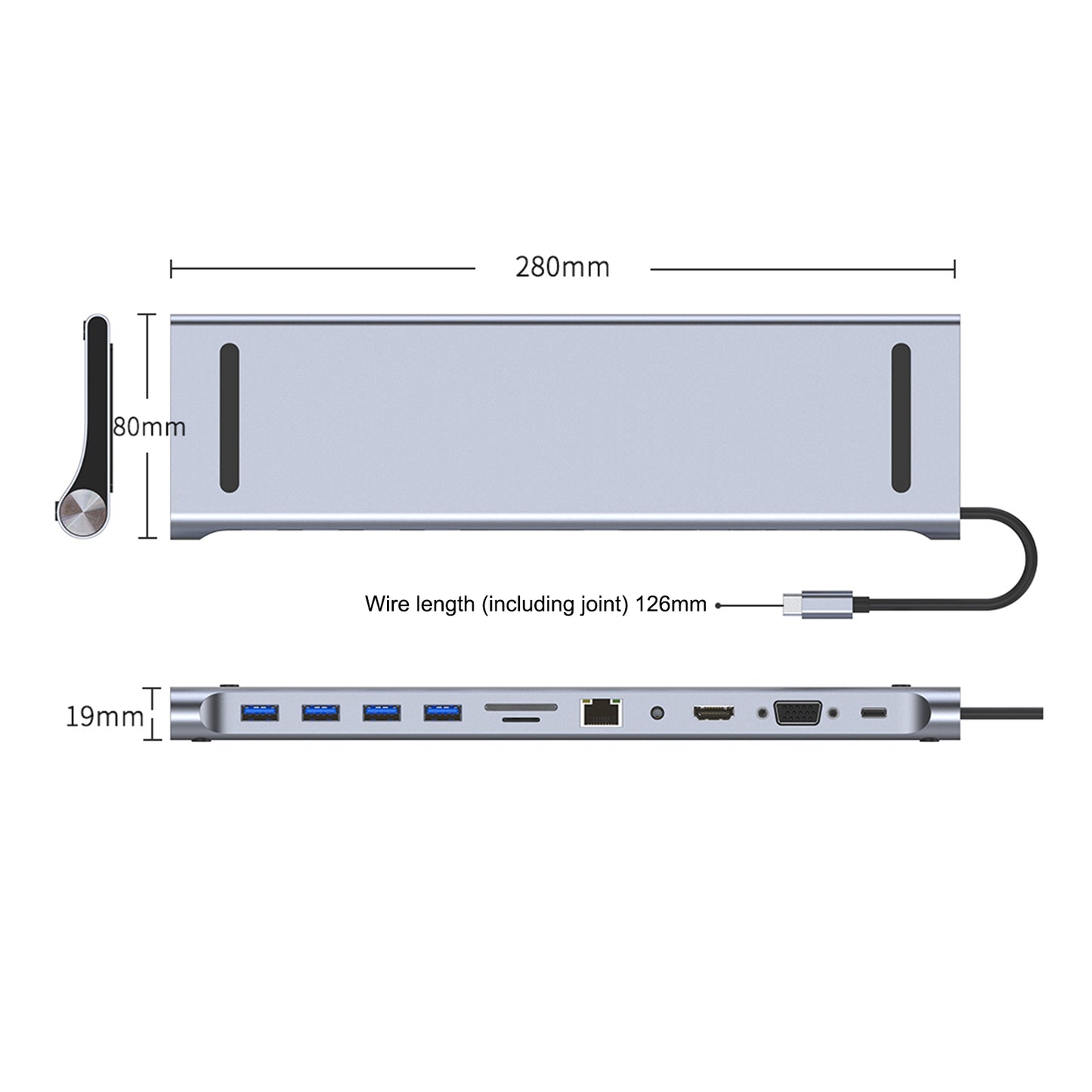 11 en 1 USB-C Type C PD 100W 4K Ports USB 3.0 HUB Station d'accueil multifonction