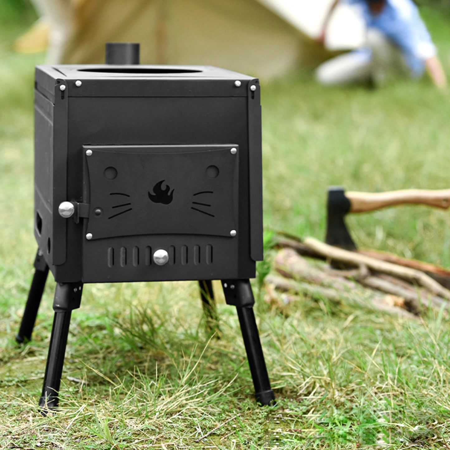 Tragbarer Camping-Holzofen für Außenbereich Picknick zusammenklappbare Heizung