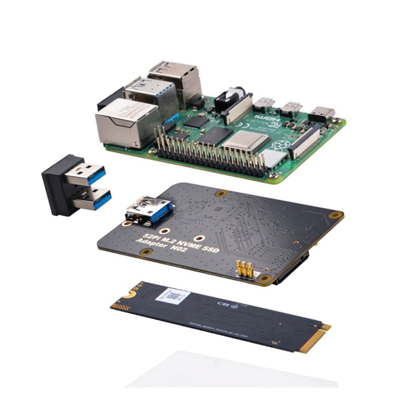 Raspberry Pi 4B Erweiterungsplatine M.2 NVMe SSD Solid State Drive Adapterplatine