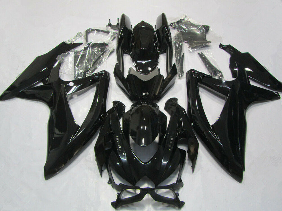 Amotopart Suzuki GSXR600 750 2008-2010 Carénage Noir Brillant Kit de carénage