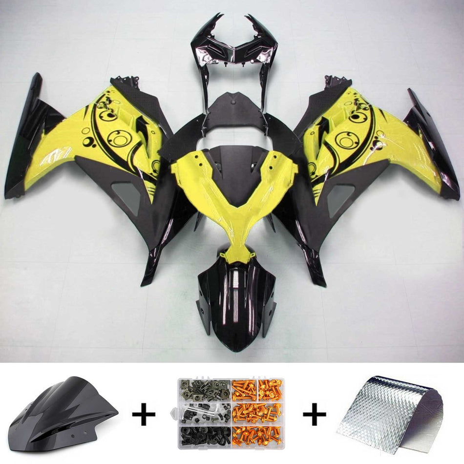 Kit de carénage Amotopart Kawasaki EX300/Ninja300 Noir Jaune 2013-2017