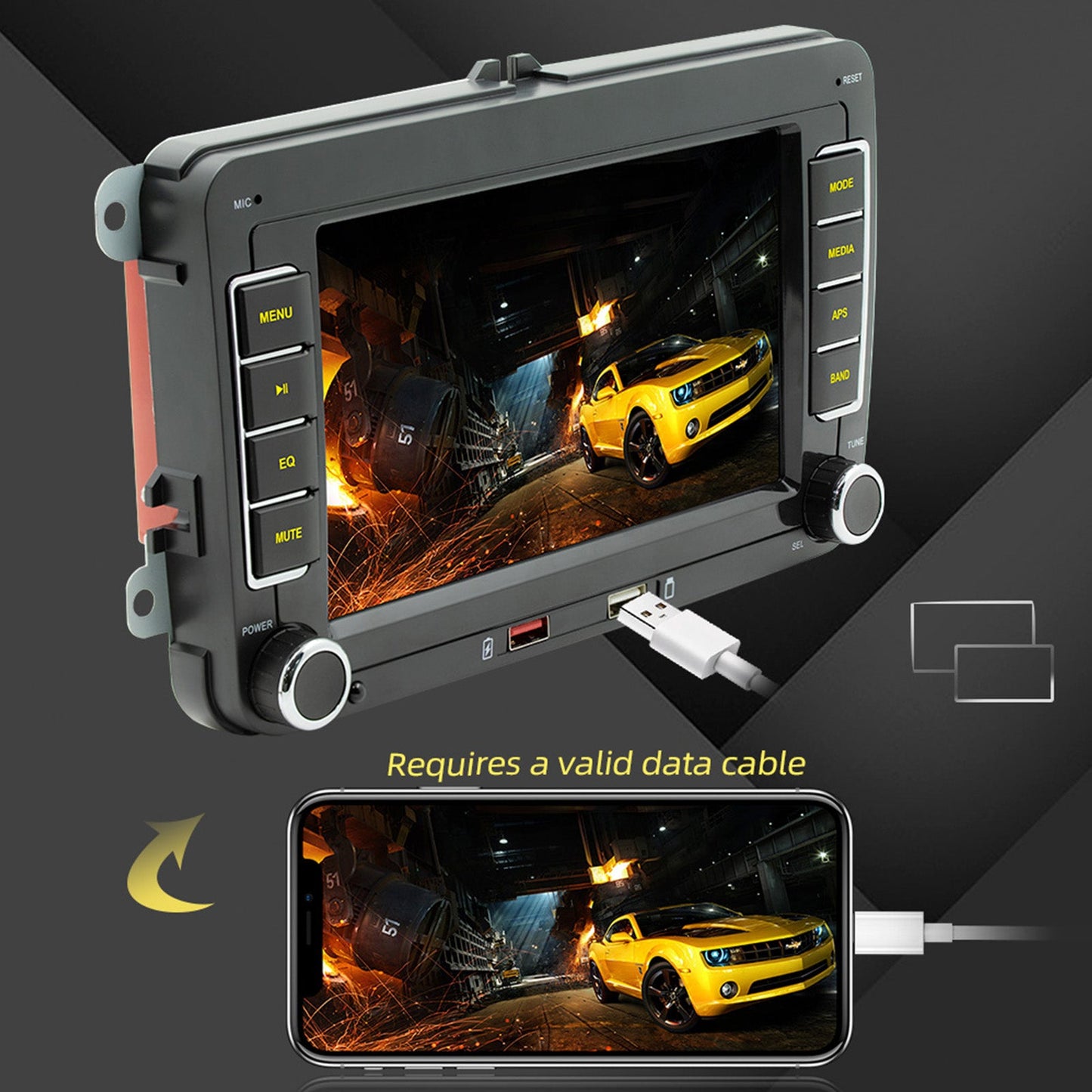 7" Volkswagen Auto Bluetooth Radio Auto MP5 Player Wireless Carplay + 4 LED Kamera