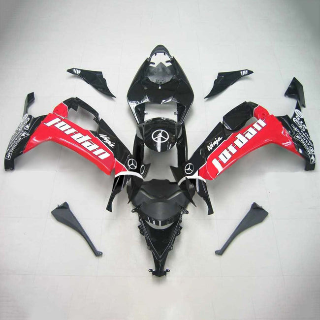 Amotopart Kawasaki ZX10R 2008-2010 Rotes Schwarzverkleidungskit