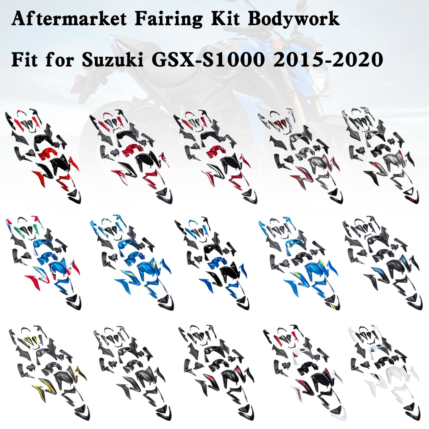 Amotopart Kunststoff-Karosserieverkleidungsset für Suzuki GSX-S 1000 2015–2020