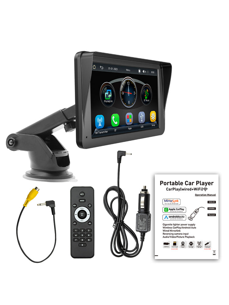 7" kabelloser Carplay-Auto-MP5-Player, Multimedia-Bluetooth-Sonnenschutz-Fernbedienung