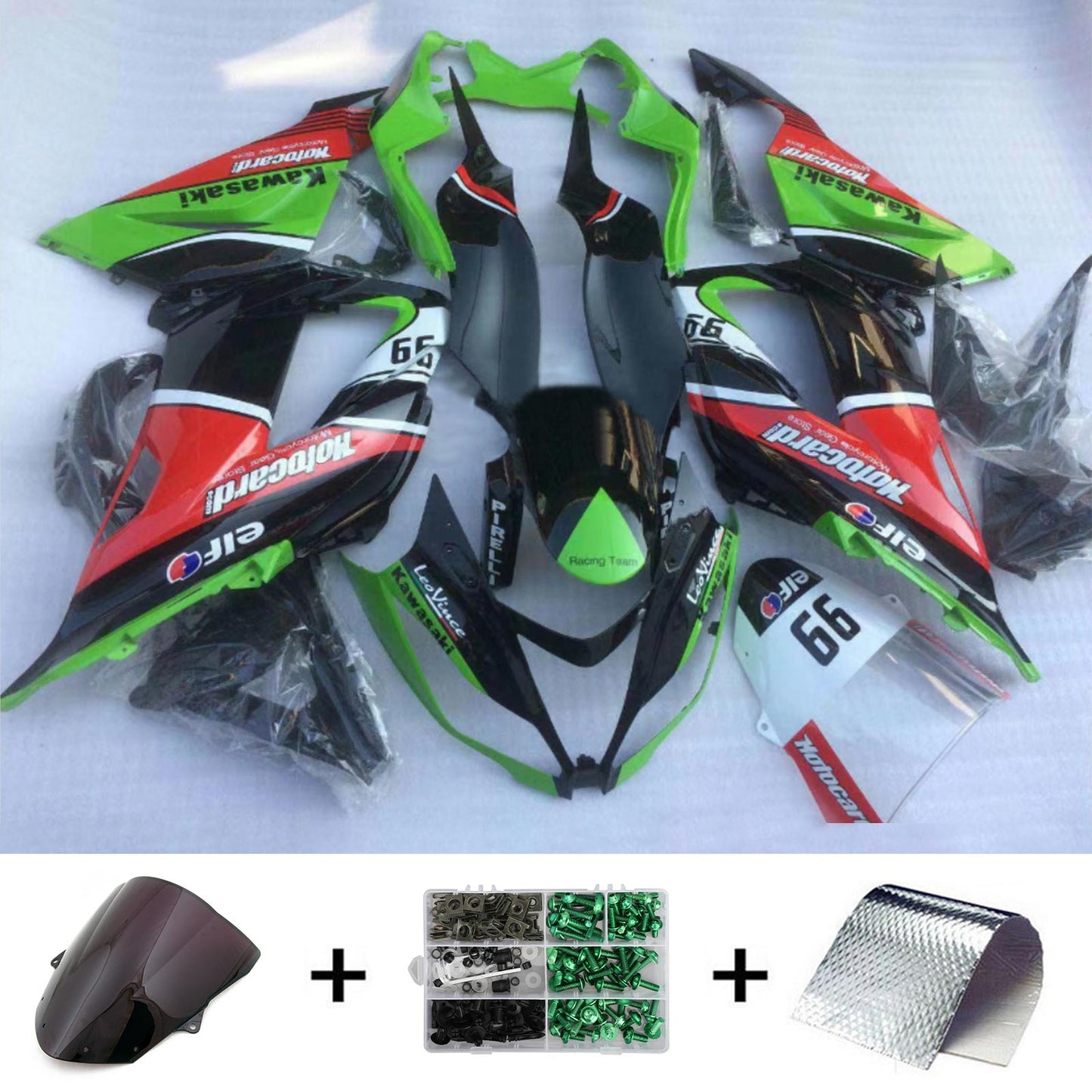 Amotopart Verkleidungsset für Kawasaki ZX6R 636 2013–2018, Karosserie, Kunststoff, ABS