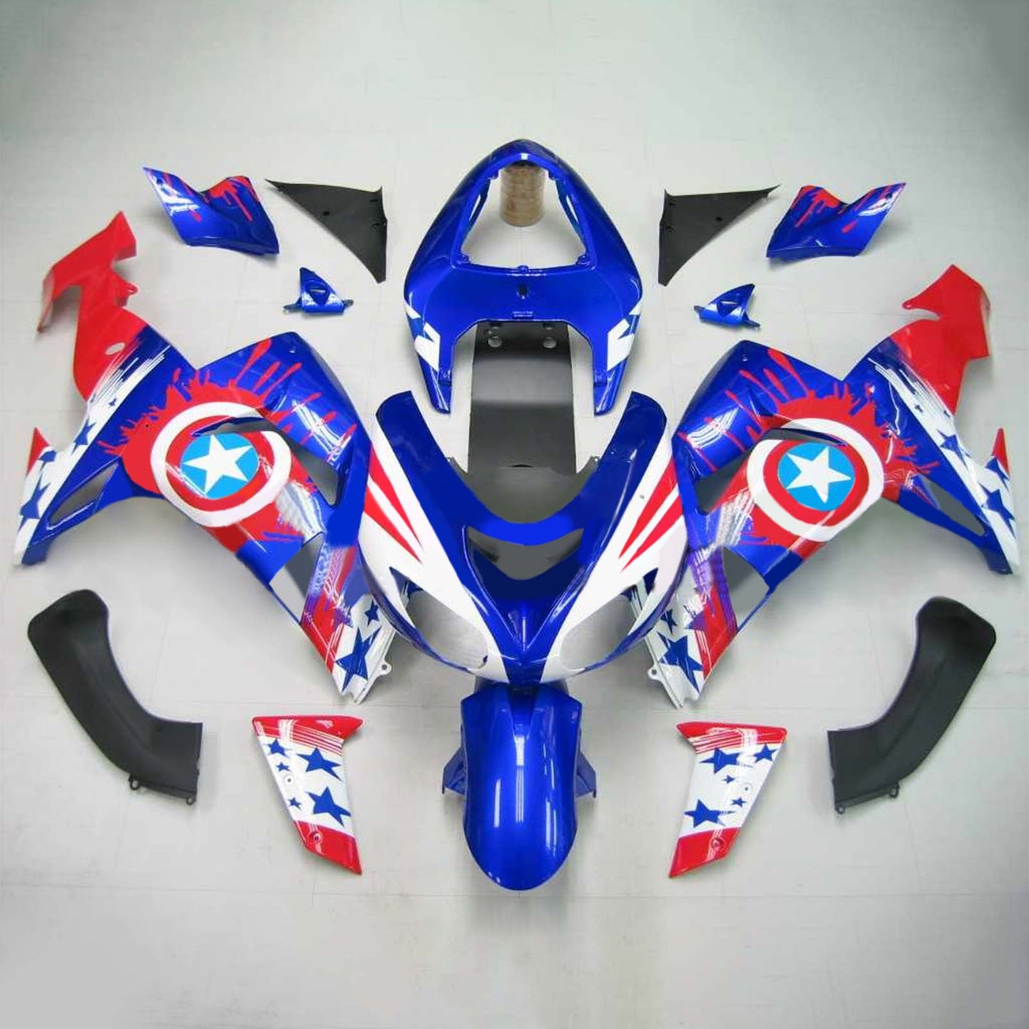 Amotopart Kawasaki ZX10R 2006-2007 Blaues Rotverkleidungskit