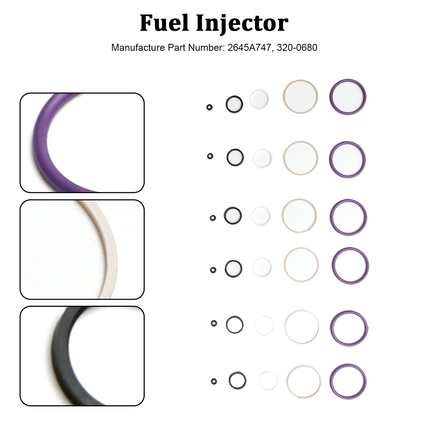 6-teiliges Dichtungs-O-Ring-Set für Einspritzdüsen, passend für Caterpillar C7, passend für CAT C7 intern