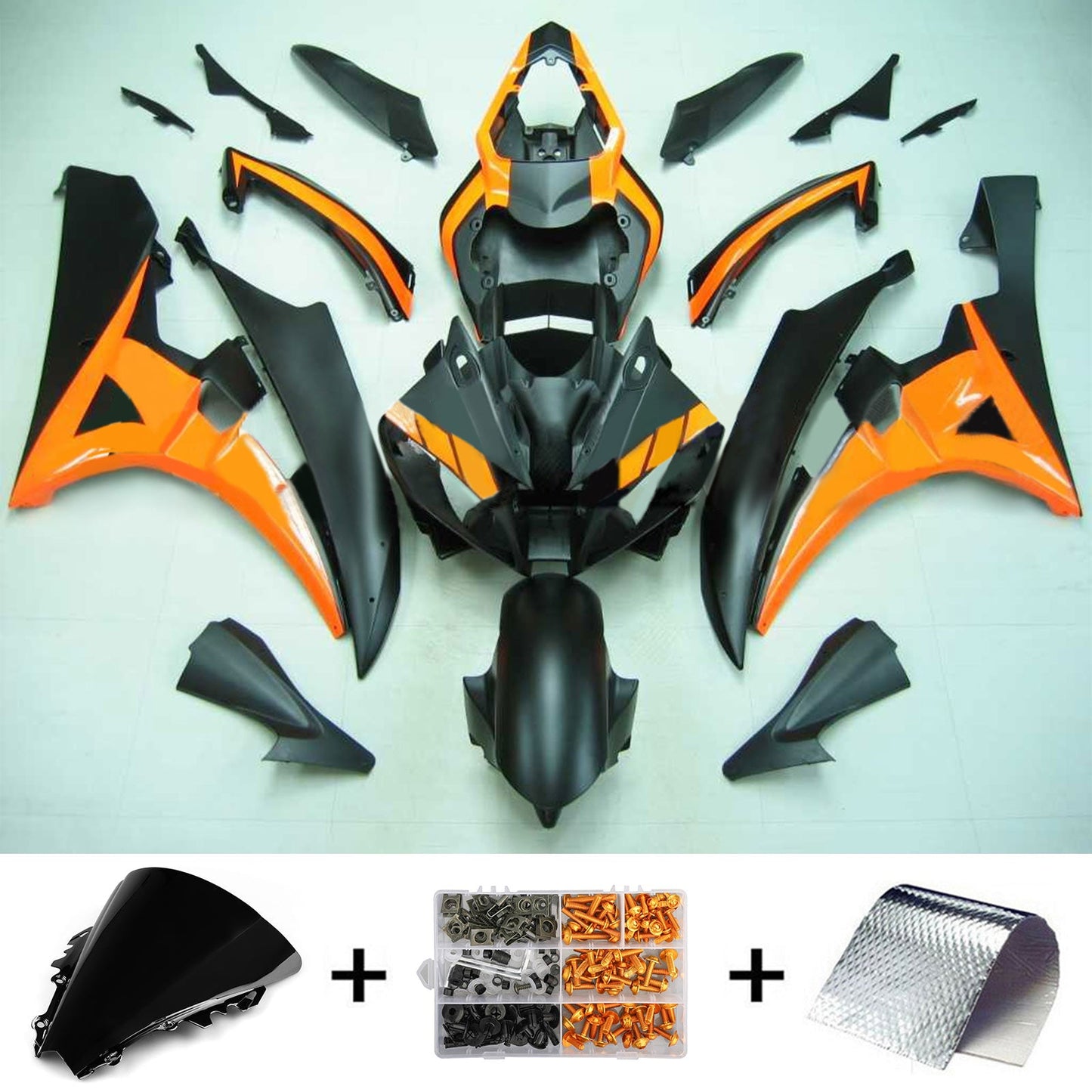 Amotopart Yamaha 2006-2007 YZF 600 R6 Schwarzorange Abzugskit