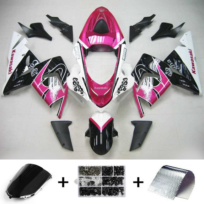 Kit de carénage Amotopart Kawasaki 2004-2005 ZX10R Blanc Rose