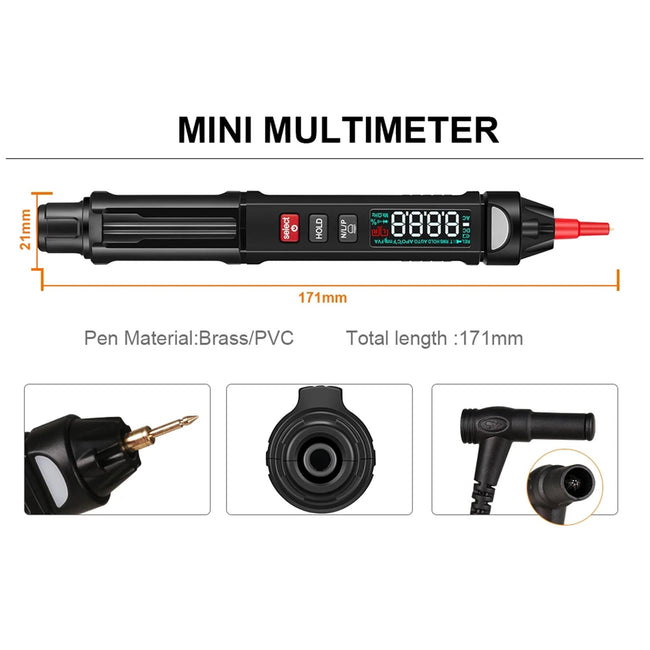 Multimètre numérique à stylo 3 en 1 multimètre True RMS + stylo de test de tension