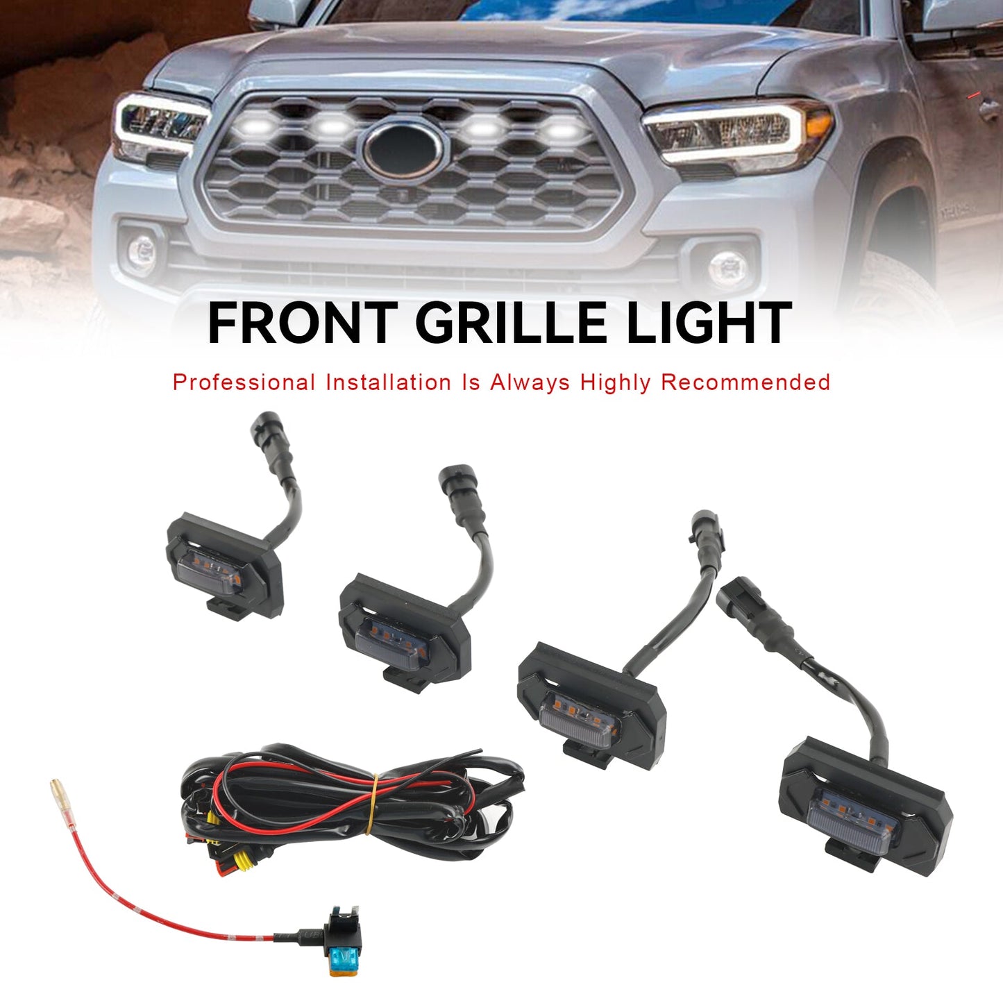 4PCS LED-Kühlergrillleuchten passend für Toyota Tacoma TRD Off Road &amp; TRD Sport 2020-2023