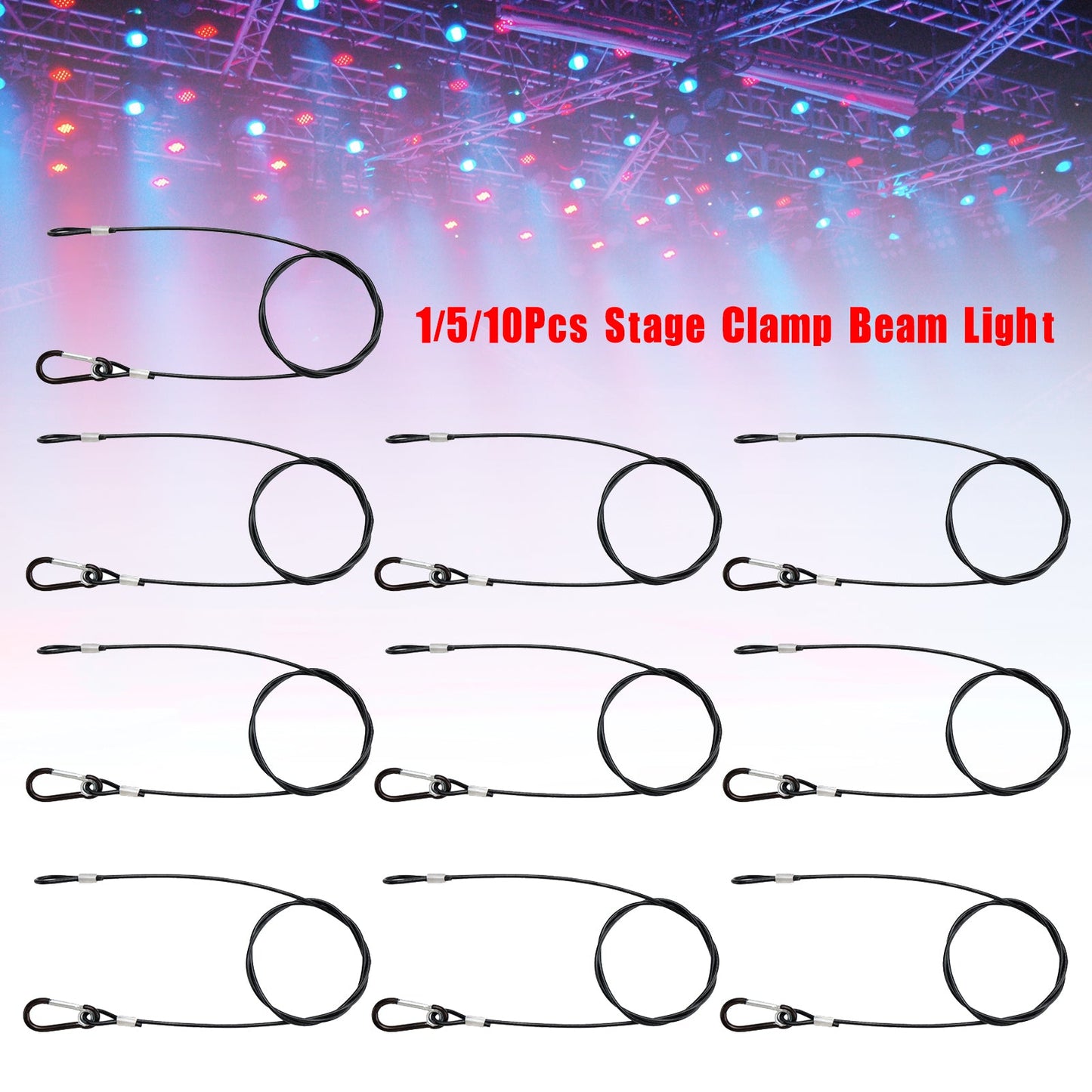 1/5/10 Stück 3 mm dickes Stahldraht-Sicherheitskabel für Bühnenklemme, Par-Licht