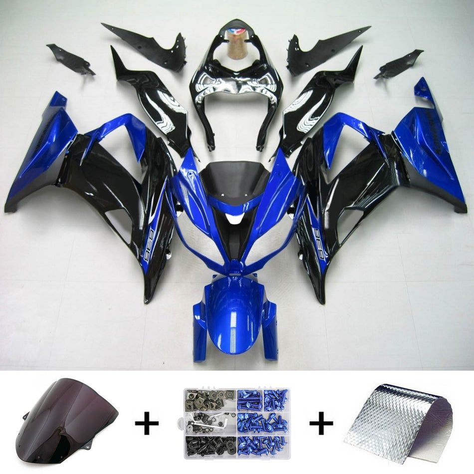 Amotopart Kawasaki 2013-2018 ZX6R 636 Kit de carénage Noir Bleu