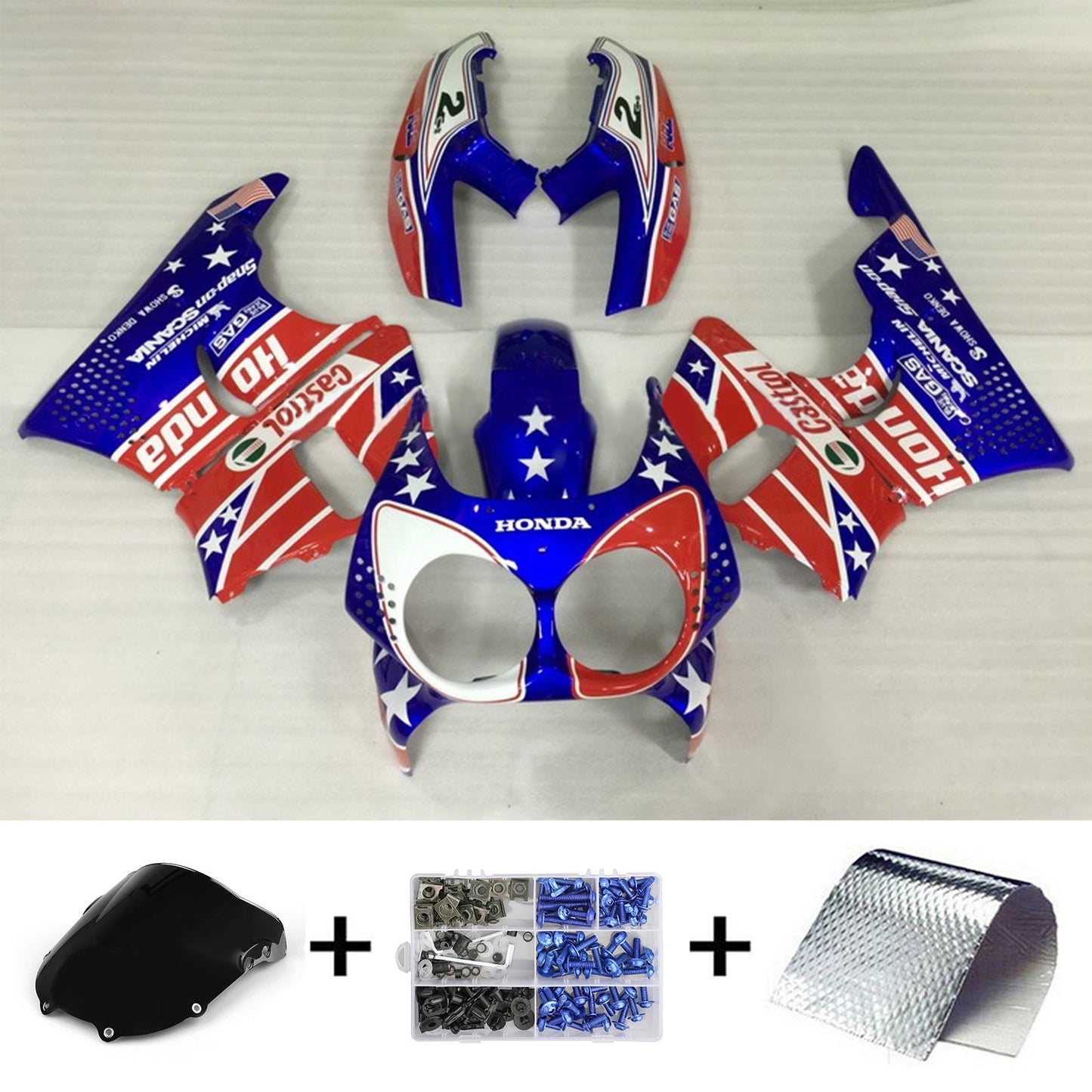 Amotopart Honda CBR900RR 893 1992-1993 Kit de carénage Corps Plastique ABS